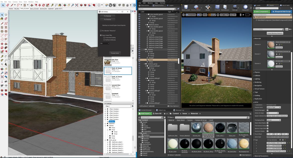 The ability to export a Sketchup scene and import it into Unreal Engine in a straight forward fashion.